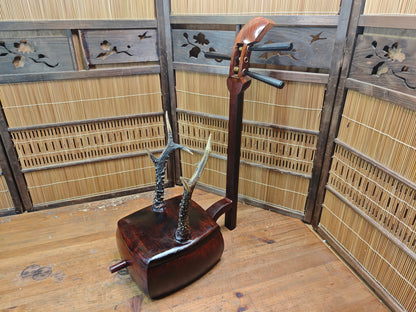 One of a Kind Katana Stand Handmade from 1950s Shamisen Antique Japan