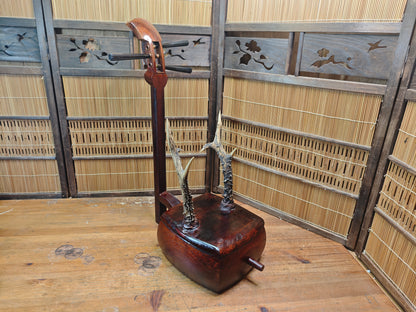 One of a Kind Katana Stand Handmade from 1950s Shamisen Antique Japan