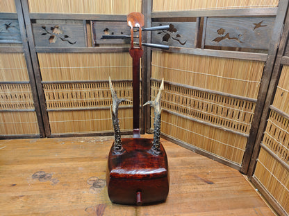 One of a Kind Katana Stand Handmade from 1950s Shamisen Antique Japan