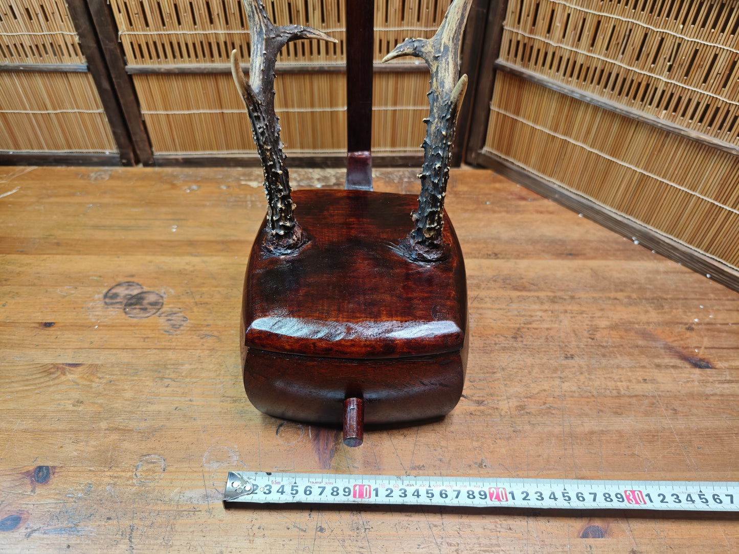 One of a Kind Katana Stand Handmade from 1950s Shamisen Antique Japan