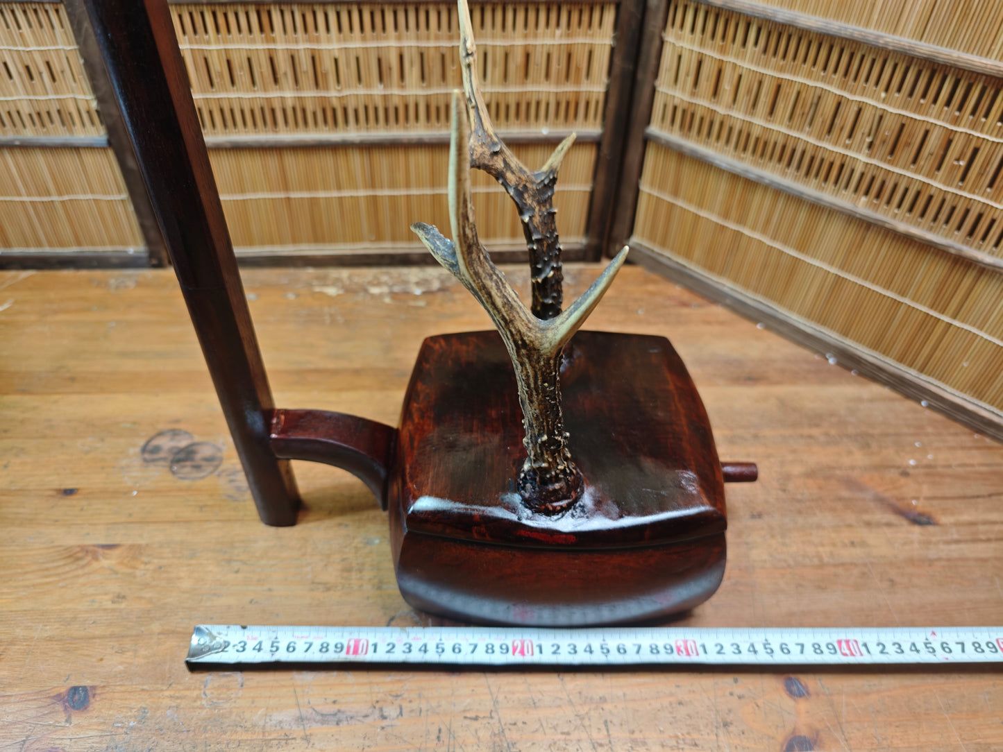 One of a Kind Katana Stand Handmade from 1950s Shamisen Antique Japan