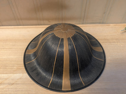 1850s Japan Lacquered Jingasa Helmet Tokugawa Mitsuba Aoi Mon Rare Edo Samurai