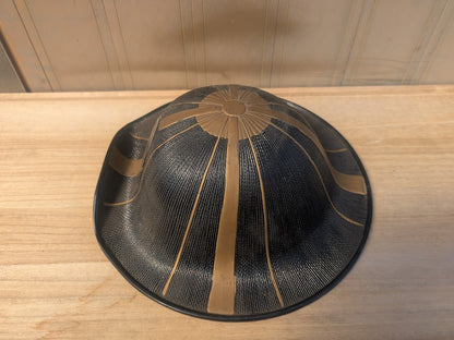 1850s Japan Lacquered Jingasa Helmet Tokugawa Mitsuba Aoi Mon Rare Edo Samurai