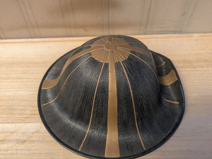 1850s Japan Lacquered Jingasa Helmet Tokugawa Mitsuba Aoi Mon Rare Edo Samurai