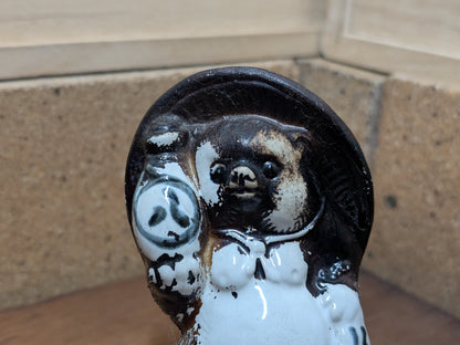 1960s Shigaraki Tanuki Pottery Japanese Raccoon Dog Statue Showa Rare