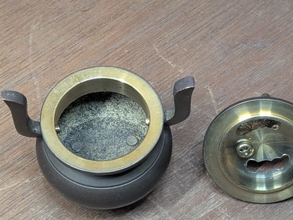 1950s Japanese Mini Incense Burner Brass Bronze Shishi Foo Dog Vintage Auction Japan