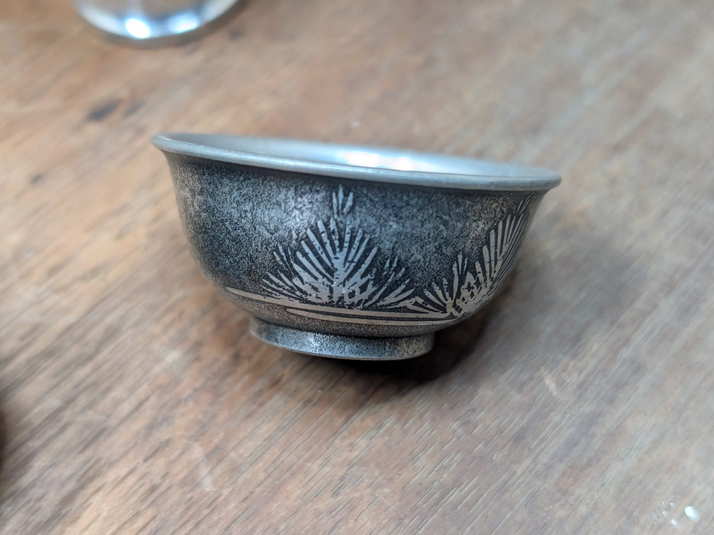 Japanese Tin Sake Set 1980s Tokkuri Tsugiyama Vintage Handmade