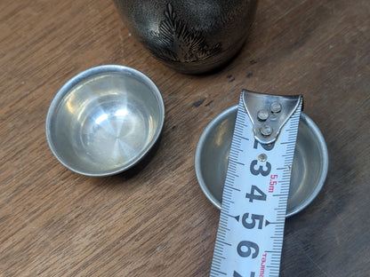 Japanese Tin Sake Set 1980s Tokkuri Tsugiyama Vintage Handmade
