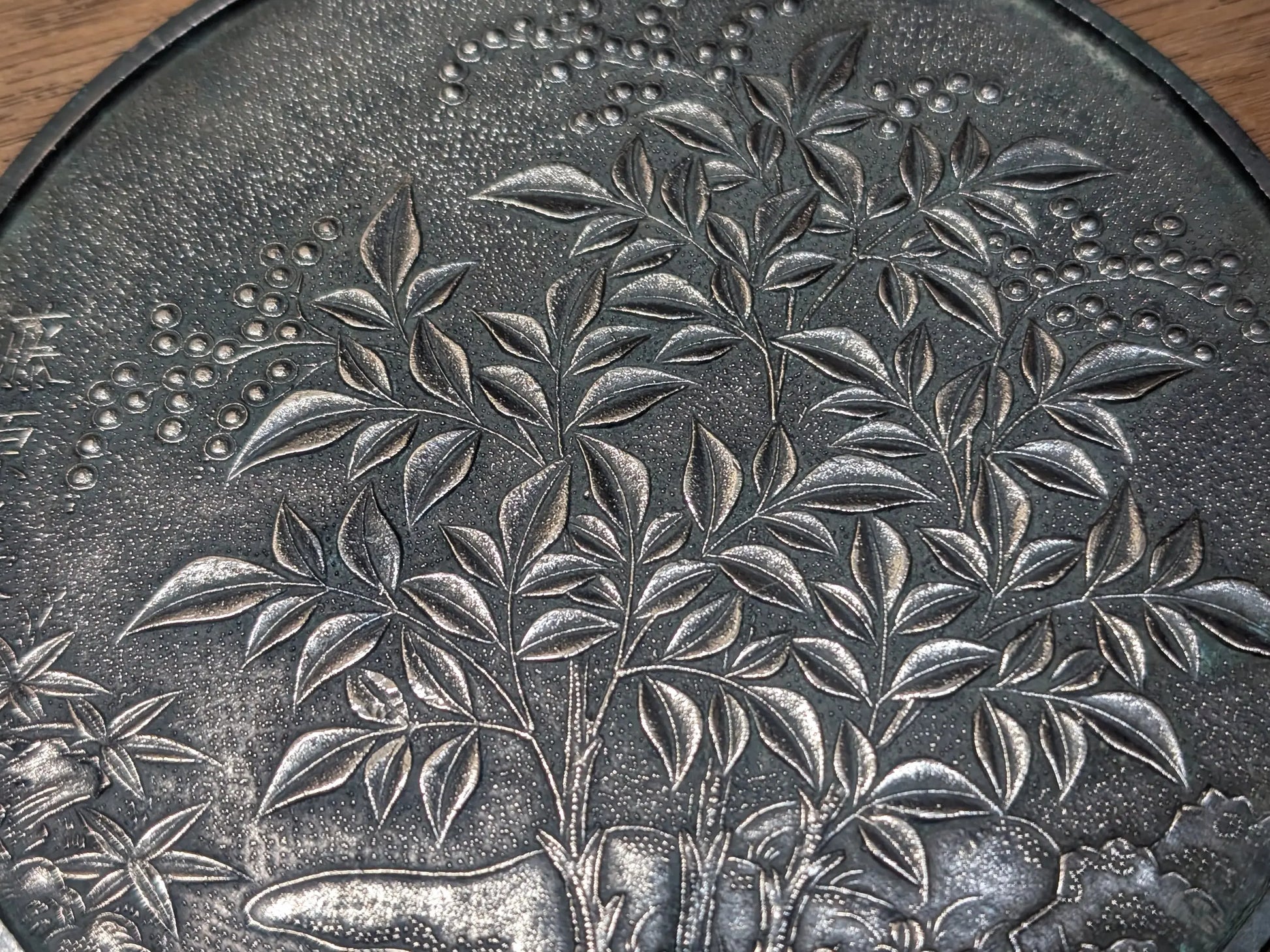 Japanese Antique bronze mirror 1800s Authentic Edo era mirror handmade hand engraved made in Japan (E11) 1900s store