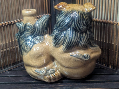 Rare Okinawan Shisa Sake Bottle Handmade Japanese Folk Pottery Art