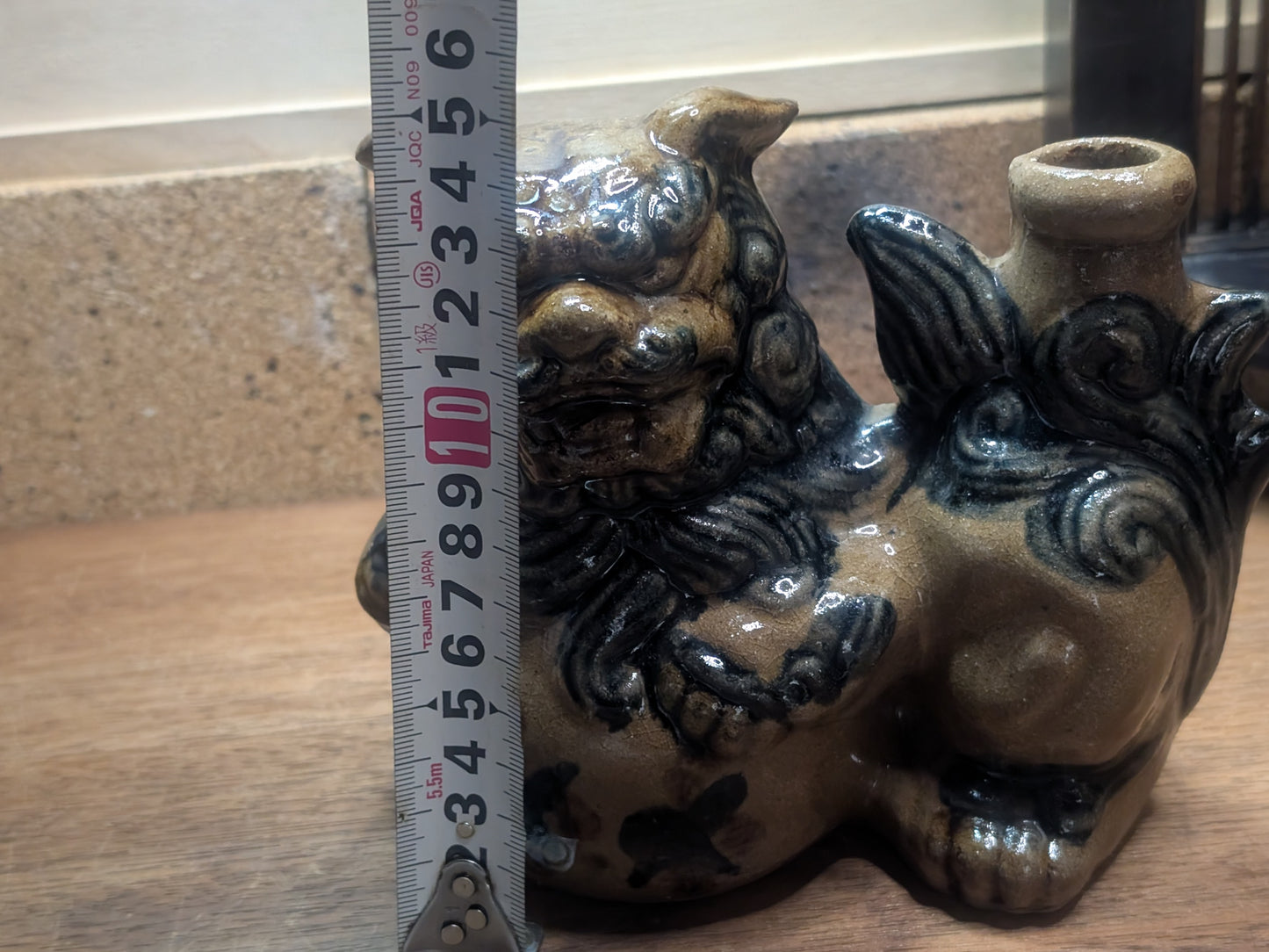Rare Okinawan Shisa Sake Bottle Handmade Japanese Folk Pottery Art