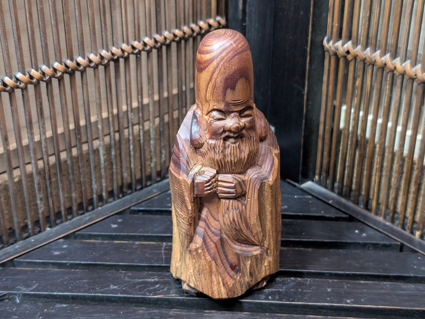 Japanese kokeshi Doll Figurine one of seven gods of luck buddhist Fukurokuju God of wisdom 1937 made in Japan (CC8)