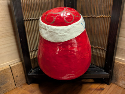 Japanese Vintage Large Daruma Doll Handmade Hand Painted Folk Art Japan