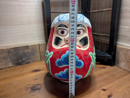 Japanese Vintage Large Daruma Doll Handmade Hand Painted Folk Art Japan