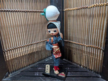 1966 Japanese Folk Doll Ningyo Vintage Kimono Figure with Original Box Japan