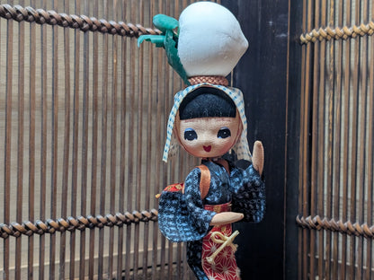 1966 Japanese Folk Doll Ningyo Vintage Kimono Figure with Original Box Japan