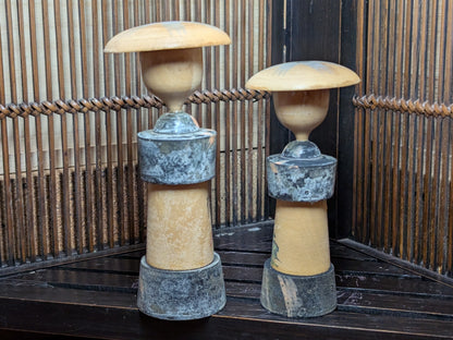 Vintage Japanese Kokeshi Doll Pair 1966 Signed w Original Box Folk Art