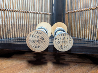 Vintage Japanese Kokeshi Doll Pair 1966 Signed w Original Box Folk Art