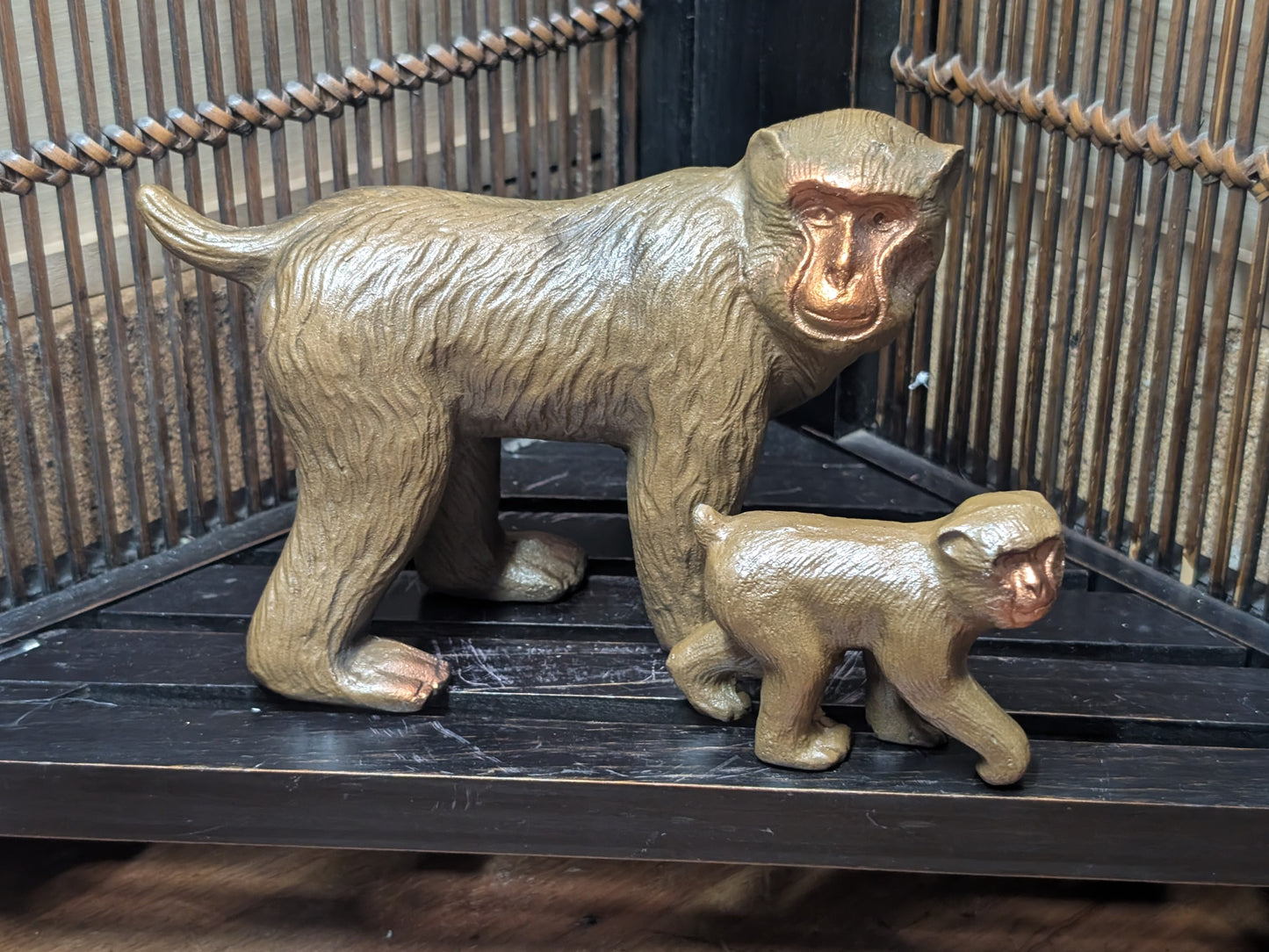 Rare 1970s Murata Hiroshi Steel Monkey Sculpture Set with Original Box