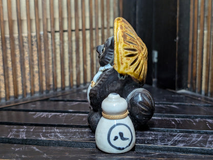 Japanese Vintage Shigaraki Tanuki Figurine Pottery Lucky Charm