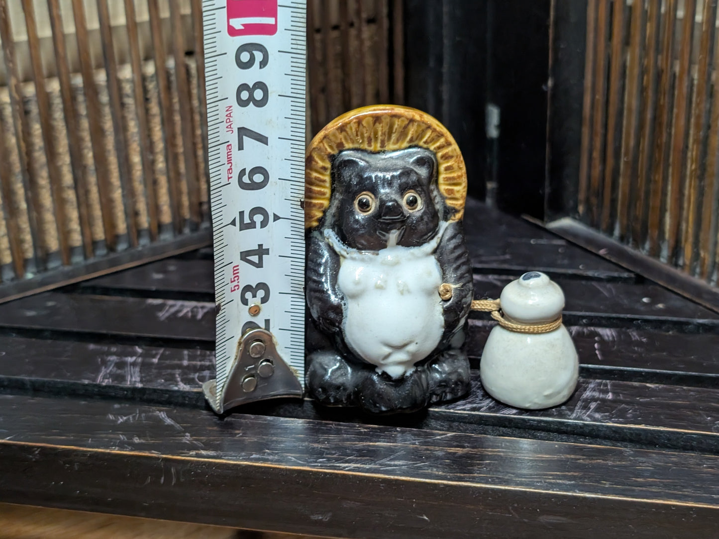 Japanese Vintage Shigaraki Tanuki Figurine Pottery Lucky Charm