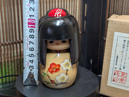Vintage Japanese Kokeshi Doll Soushun 1971 Signed Wooden Folk Art W/Box