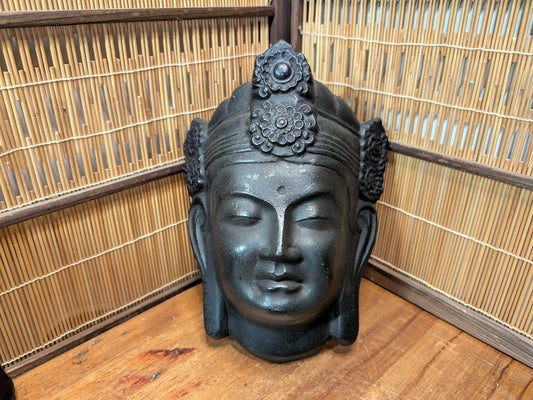Vintage Japanese Buddha Kannon Steel Mask Wall Decor Made in Japan
