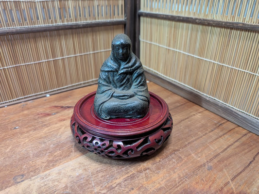 Edo Period Japanese Iron Statue 1800s Hojo Masako Daruma
