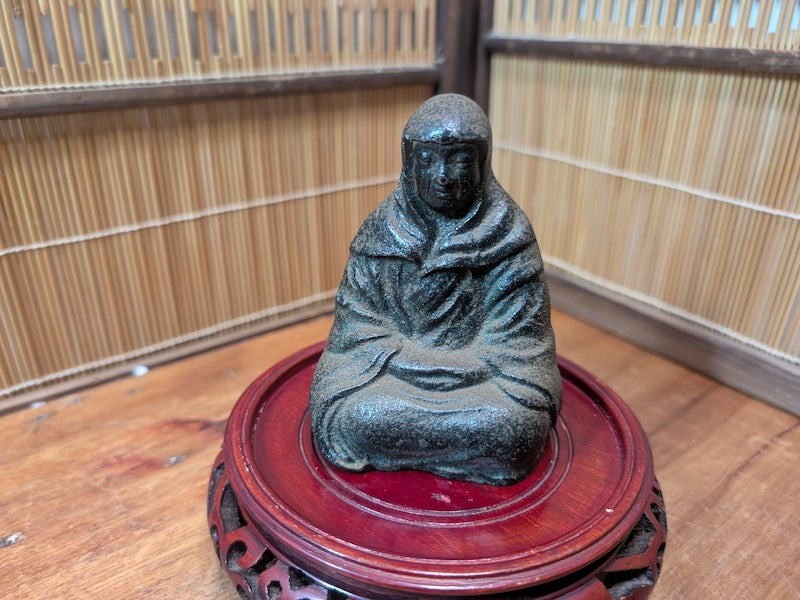 Edo Period Japanese Iron Statue 1800s Hojo Masako Daruma