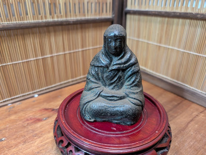 Edo Period Japanese Iron Statue 1800s Hojo Masako Daruma