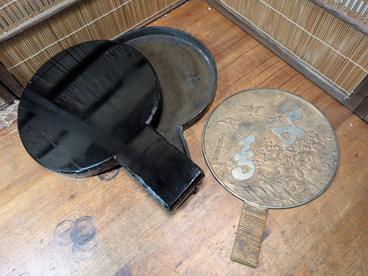 1800s Japanese Sumiyoshi Shrine Hono Mirror Antique w Original Box
