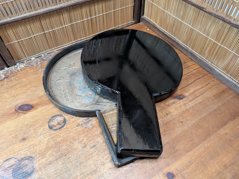 1800s Japanese Sumiyoshi Shrine Hono Mirror Antique w Original Box