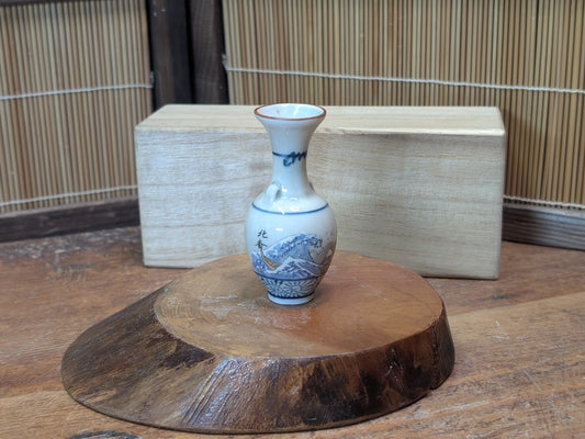 1800s Antique Japanese Satsuma Vase Meiji Era Mini Hokusai Wave Rare Art