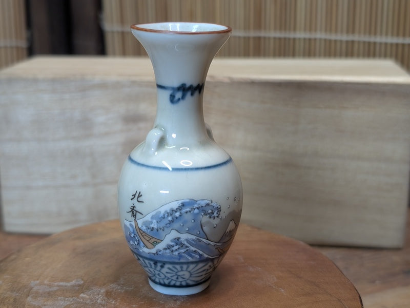 1800s Antique Japanese Satsuma Vase Meiji Era Mini Hokusai Wave Rare Art