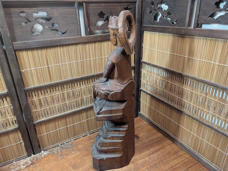 1800s Japanese Wooden Buddha Statue Edo Meiji Era Artist Signed Japan