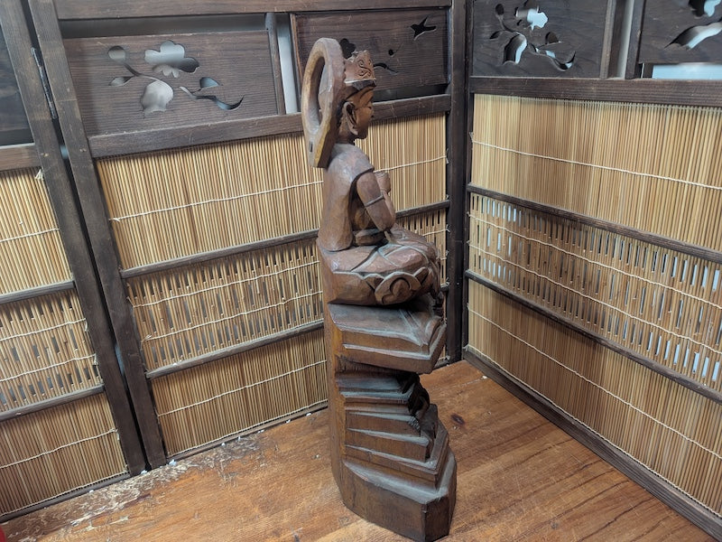 1800s Japanese Wooden Buddha Statue Edo Meiji Era Artist Signed Japan