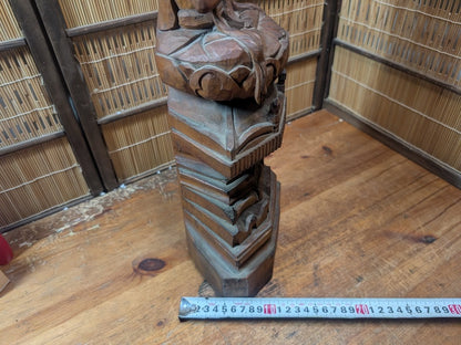1800s Japanese Wooden Buddha Statue Edo Meiji Era Artist Signed Japan