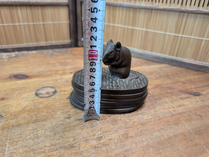 1900s Japanese Bronze Koro Incense Burner Koban Shape Mouse Auction JP