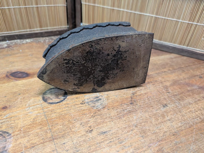 Antique Japanese Charcoal Iron 1900s Cast Iron Tool Wooden Handle Rare