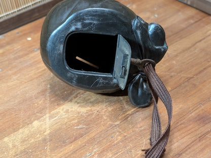 Rare 1920s Japanese Daikokuten Piggy Bank Bronze Coin Bank with Original Key