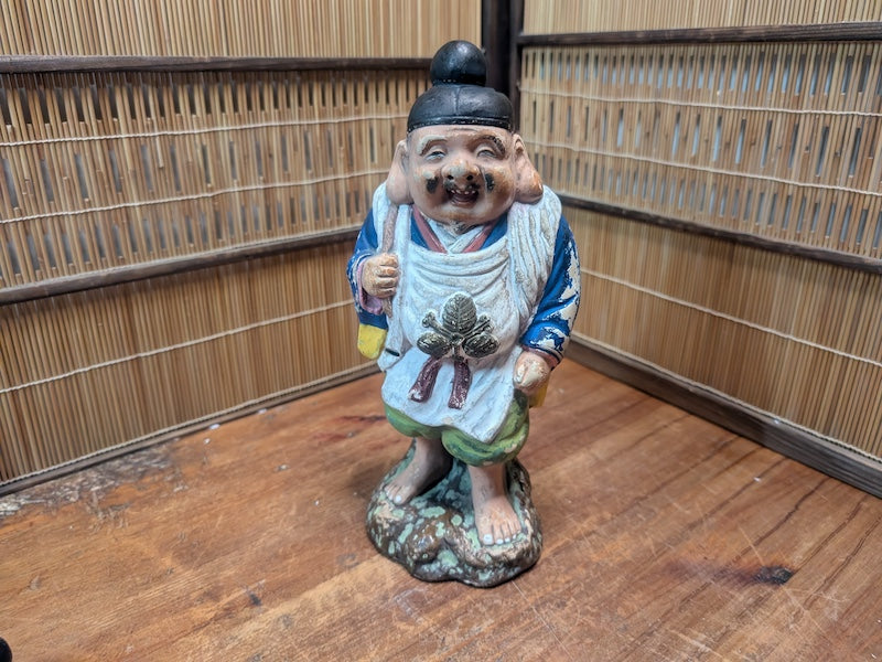 Japanese Daikokuten Statue Ceramic God of Wealth Figurine Lucky Bag Auction JP