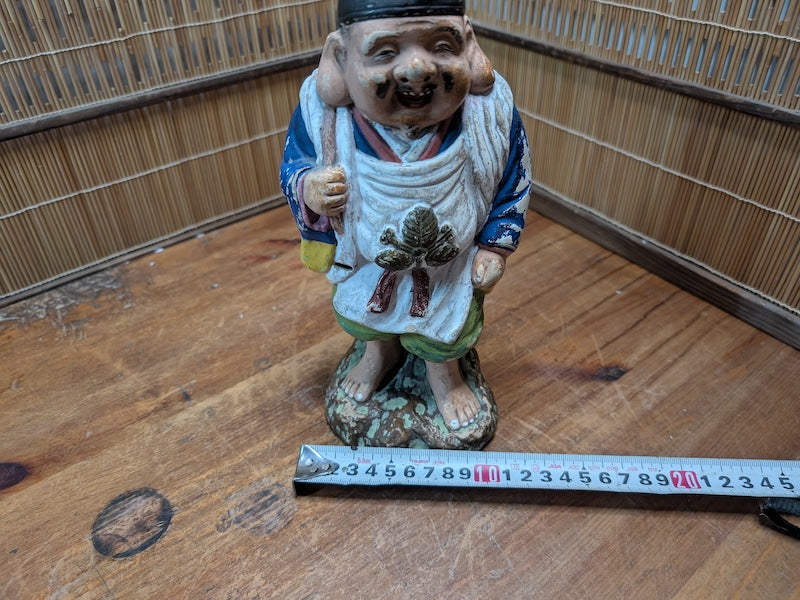Japanese Daikokuten Statue Ceramic God of Wealth Figurine Lucky Bag Auction JP