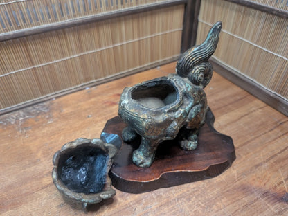 Rare 1920s Japanese Shishi Koro Heavy Steel Incense Burner Guardian Lion Auction JP