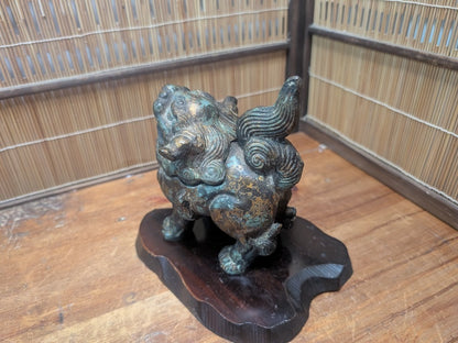 Rare 1920s Japanese Shishi Koro Heavy Steel Incense Burner Guardian Lion Auction JP