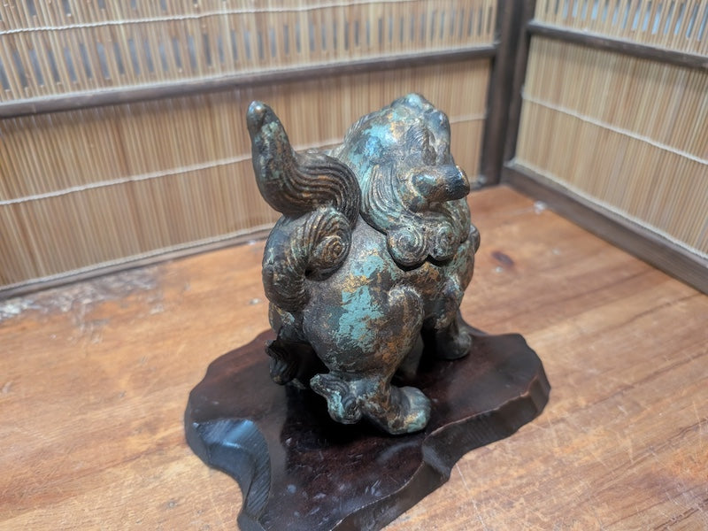 Rare 1920s Japanese Shishi Koro Heavy Steel Incense Burner Guardian Lion Auction JP