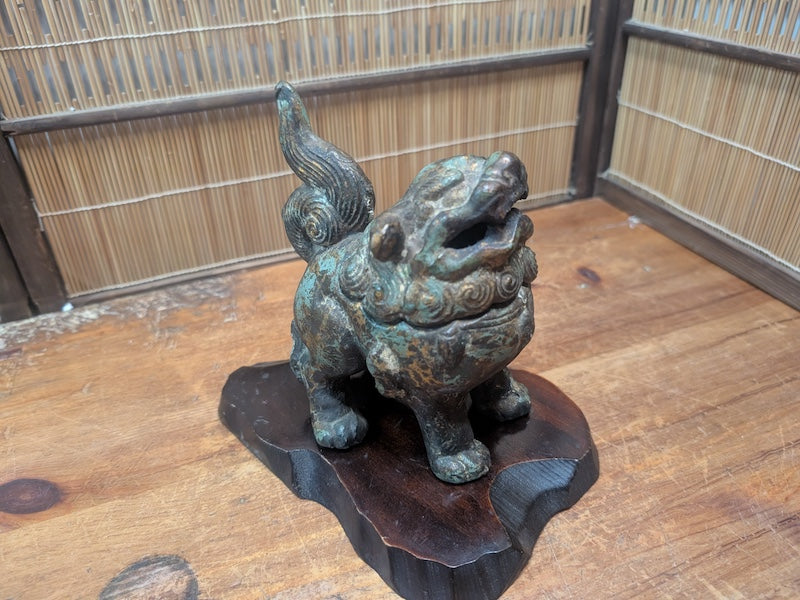 Rare 1920s Japanese Shishi Koro Heavy Steel Incense Burner Guardian Lion Auction JP