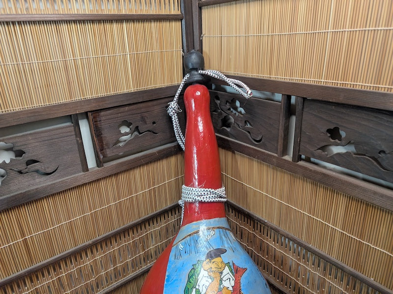 Authentic Japanese Hyotan Gourd Bottle Hand Painted Ukiyo-e Folk Art