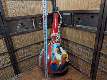 Authentic Japanese Hyotan Gourd Bottle Hand Painted Ukiyo-e Folk Art