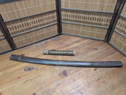 Authentic Japanese Antique  Army Katana Cover Wood Leather WWII