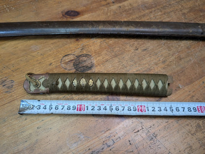 Authentic Japanese Antique  Army Katana Cover Wood Leather WWII